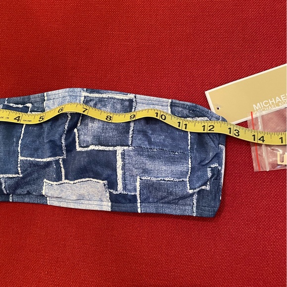 MICHAEL Michael Kors - Bandeau Bikini & Side Zip Bottom - Denim Patchwork - XS - Picture 6 of 12